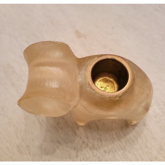 Elephant Lucite Mini Candle Holder Brass‎ Insert Translucent 4" - Picture 6 of 8